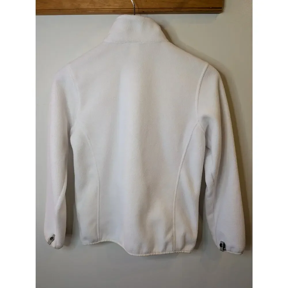 The North Face Girls L 14/16 White Fleece Full Zip Jacket Pink Logo Soft